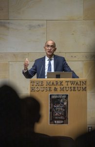 Andrew C. Agwunobi MD, MBA, CEO UConn Health speaking at the first annual meeting of the UConn Aging and UConn Pepper Center held at the Mark Twain House and Museum