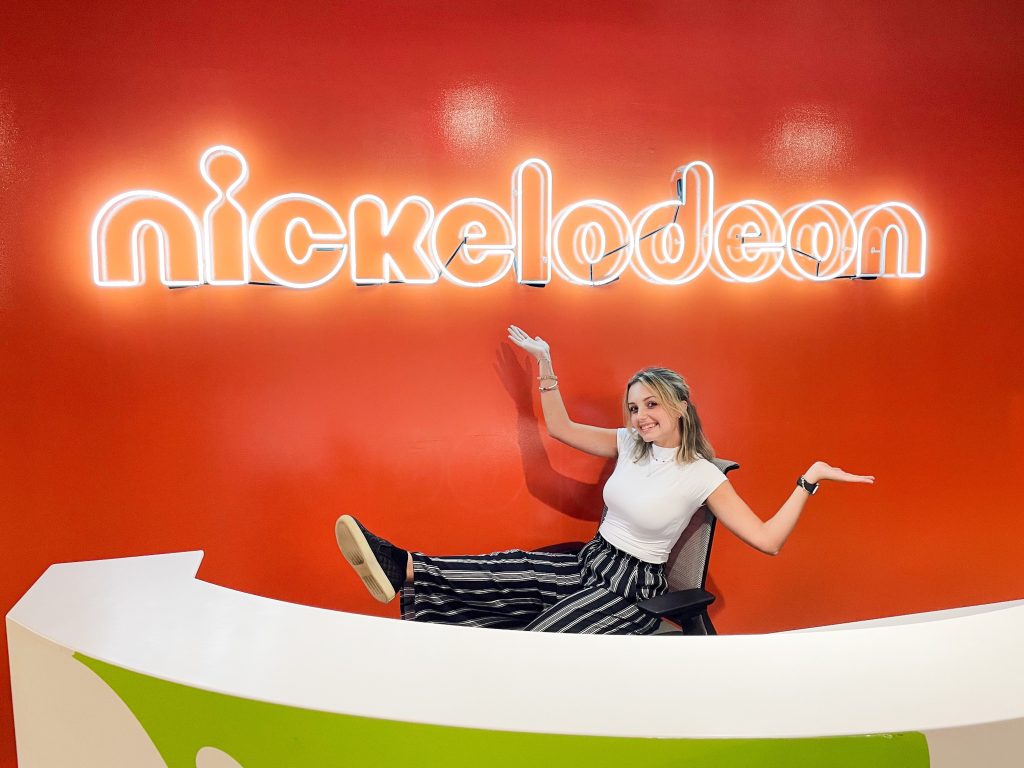 UConn alum Emilia Kwasniak at her job at Nickelodeon.