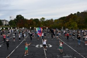 The UConn Marching Band rehearses on a weekday in September.