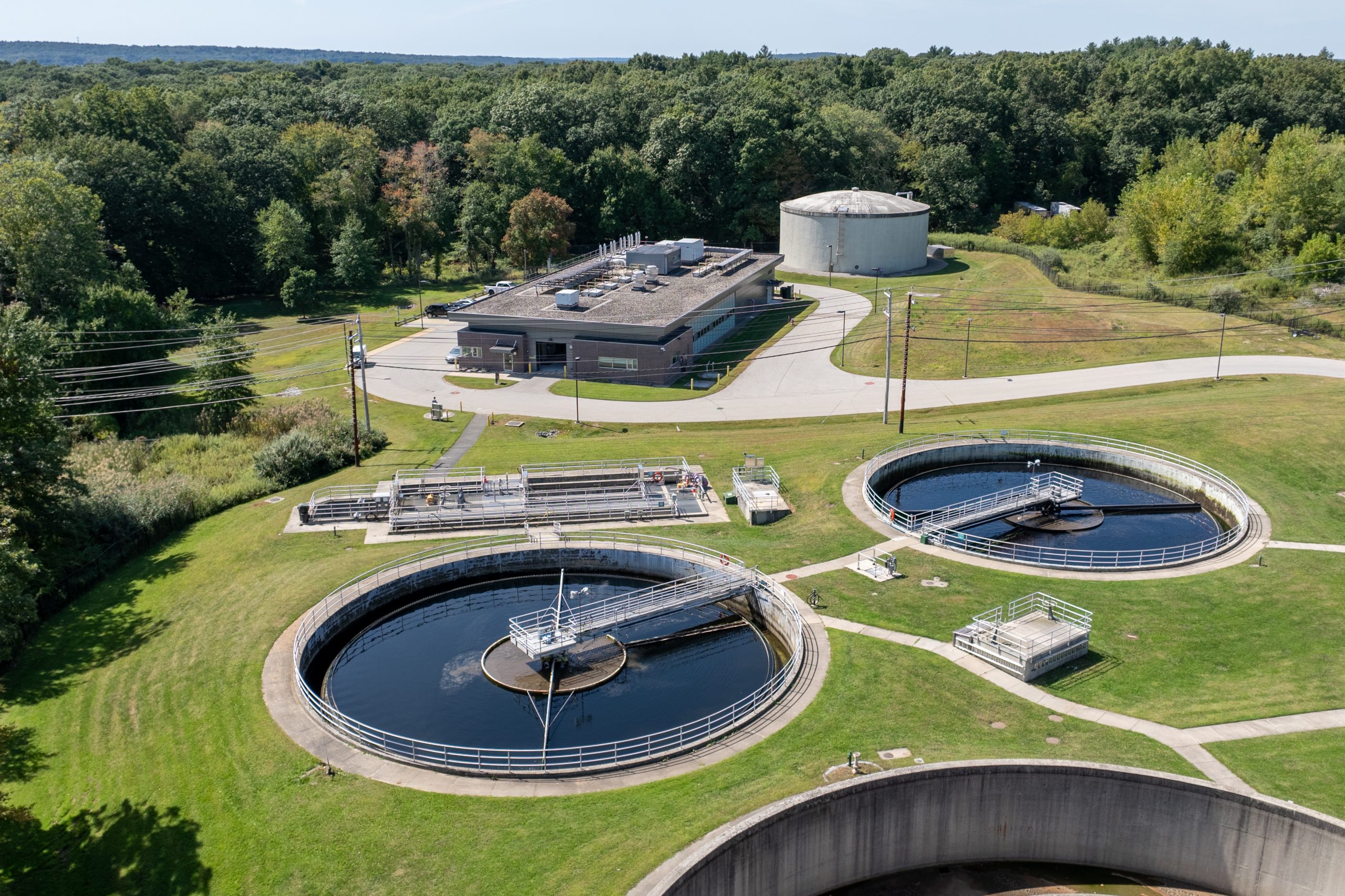 An aerial view of UConn's Wastewater Treatment Plant and Reclaimed Water Facility