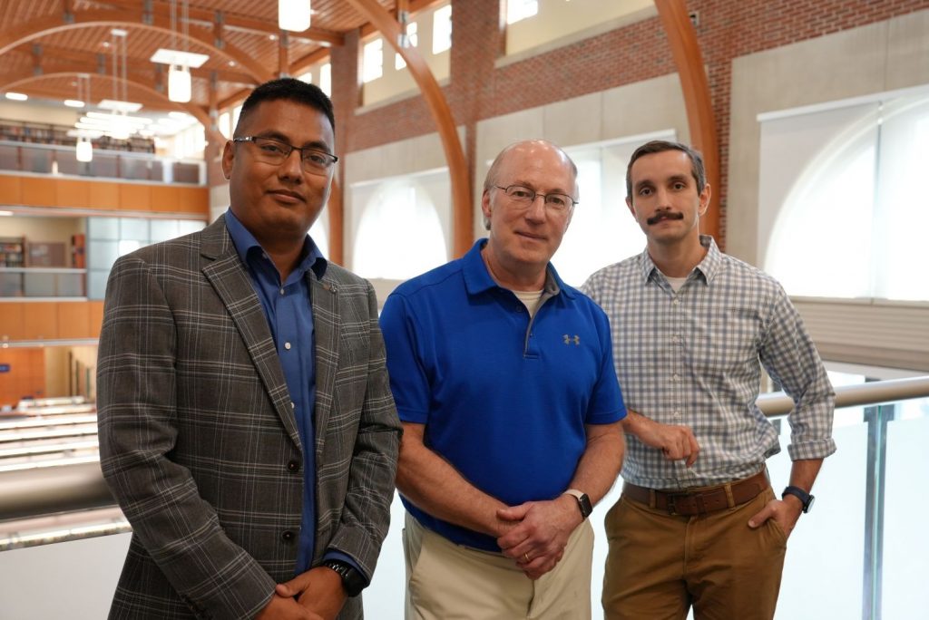 Roman Shrestha, Michael Copenhaver, and Pablo Kokay Valente at UConn Waterbury.