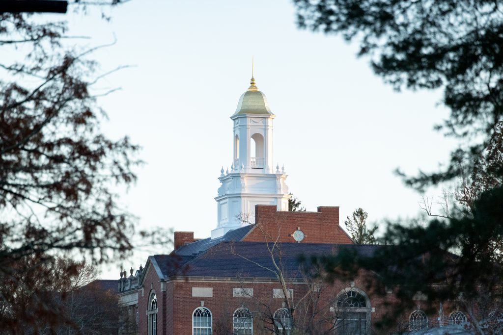 The newly-refurbished cupola on top of Wilbur Cross