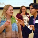 CAHNR researcher Tracy Rittenhouse (left) with CAHNR researcher Sudha Srinivasan. (Jason Sheldon/UConn Photo)