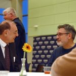 Pamir Alpay, vice president for research, innovation and entrepreneurship (left) with Jason Vokoun, head of the Department of Natural Resources & the Environment (Jason Sheldon/UConn Photo)