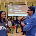 Chief of Staff Michelle Williams (left), CAHNR Associate Dean for Research and Graduate Education Kumar Venkitanarayanan (center), and Head of the Department of Pathobiology and Veterinary Science Paulo Verardi (right)