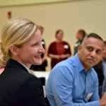 Tricia Leahy, director of InCHIP and professor of allied health sciences (left) and Clinton Mathias, associate professor of nutritional sciences (Jason Sheldon/UConn Photo)