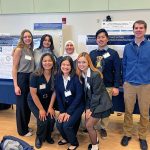 Students and staff from the Connecticut Veterinary Medical Diagnostic Laboratory (CVMDL) pose for a photo in front of their research posters at the One Health conference, organized by the College of Agriculture, Health and Natural Resources (CAHNR) in the Student Union (SU) Ballroom on April 1, 2024. (Contributed Photo)