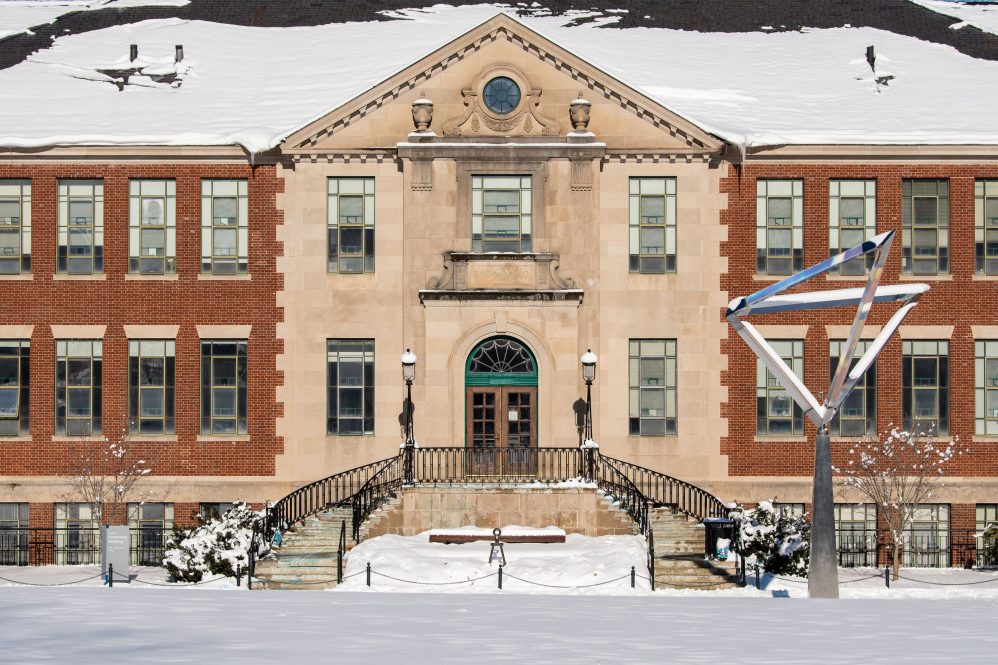 Castleman Building in snow.