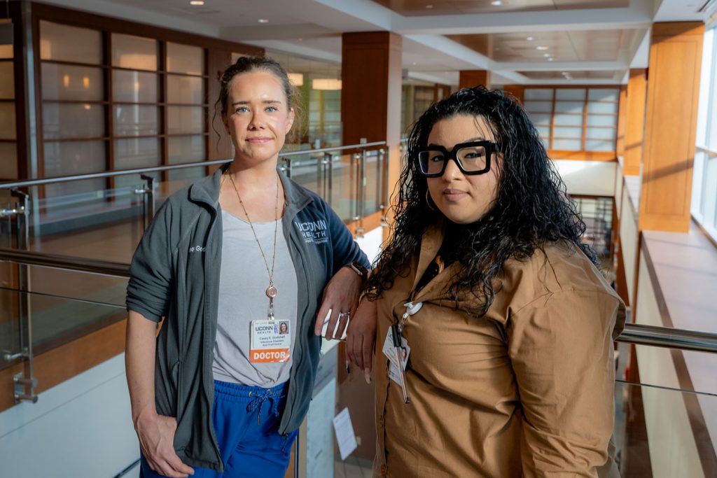 Portrait of Dr. Casey Godshall and Meiling Ortiz in the Outpatient Pavilion