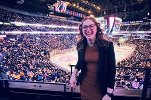 Alexis Bazydola inside Bridgestone Arena in Nashville.