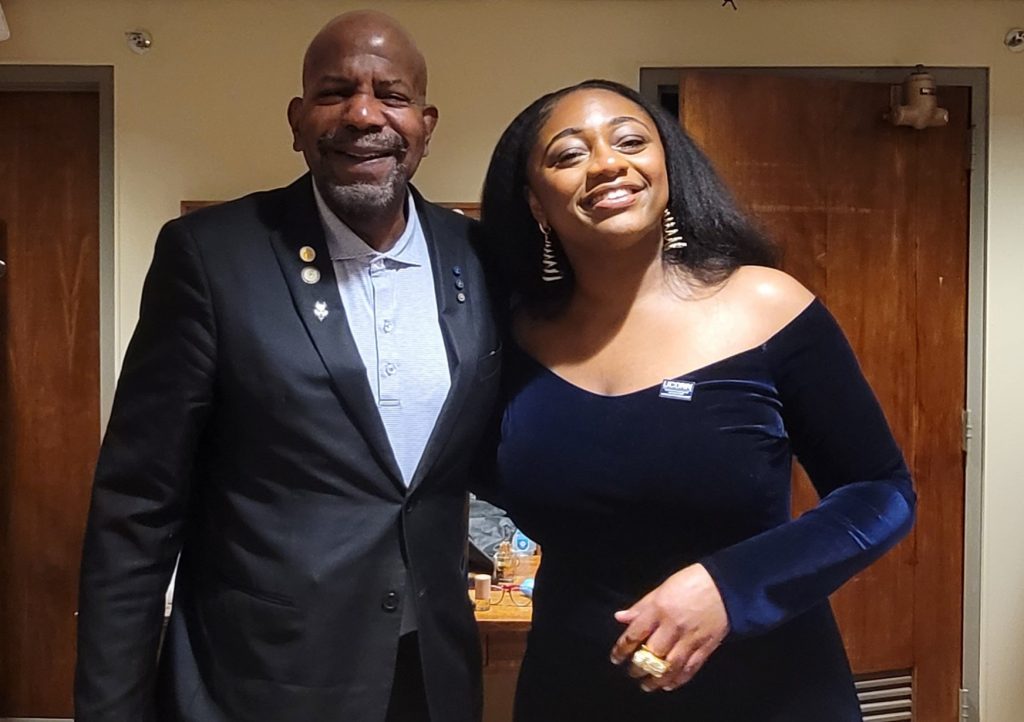 Dr. Cato T. Laurencin and Samara Joy backstage after the performance.