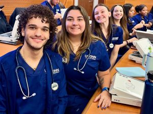 Four nursing sophomores at annual stethoscope event