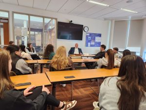 David Schmardel, Chief Nursing Officer at the Department of Children and Families, in breakout session with nursing students (contributed photo)