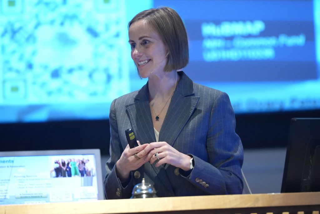 Monica M. Laronda, Ph.D. delivering her keynote address on March 7, 2025 in the Academic Rotunda (UConn Health Photo by John Astashian).