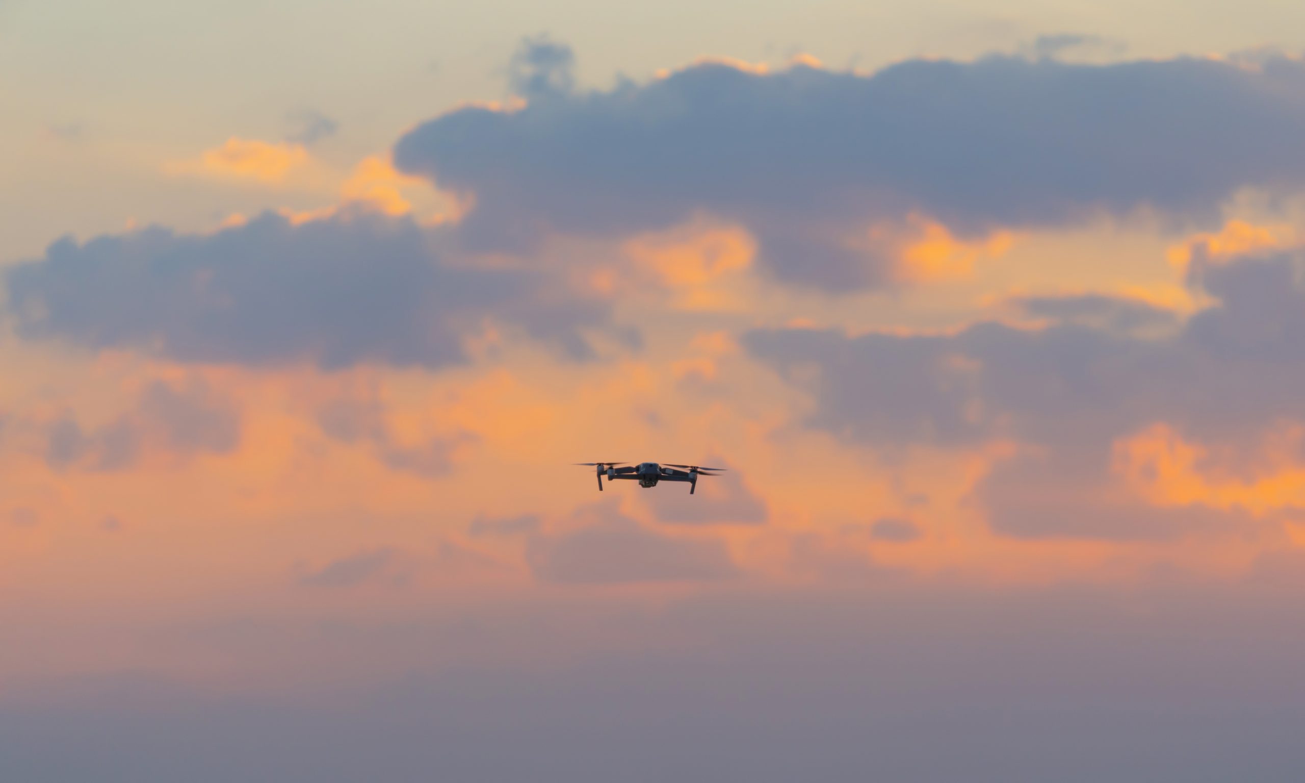 Aerial view of a drone flying.