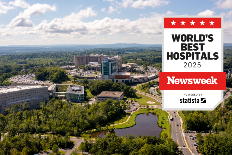 An aerial view of UConn Health in Farmington.