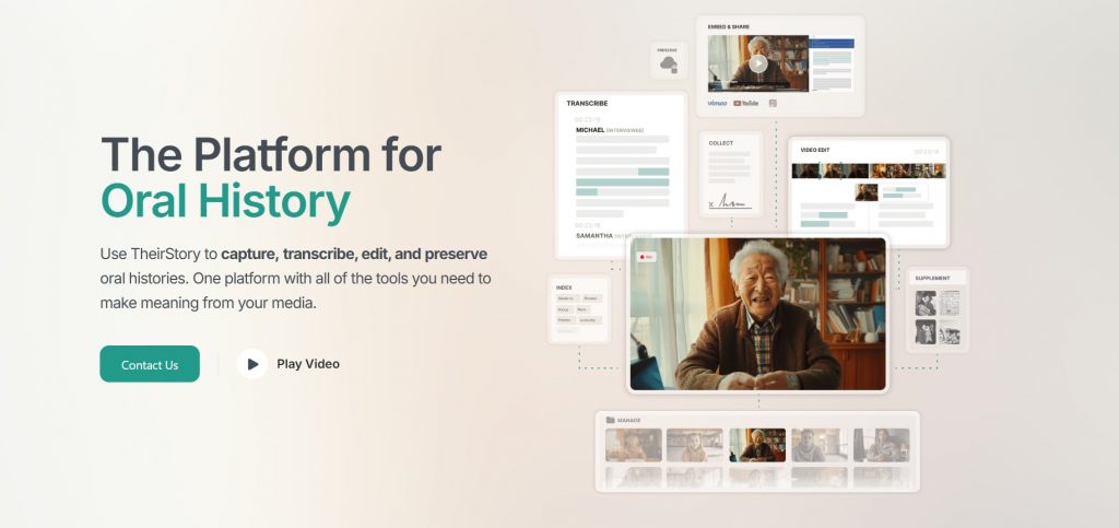 A screenshot showing the homepage of TheirStory.