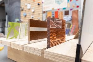 A variety of items sit in the Materials Library