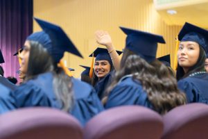Graduates of the UConn School of Nursing sit in the Jorgensen Center for the Performing Arts during the school's Commencement ceremony on Saturday, May 10, 2025.