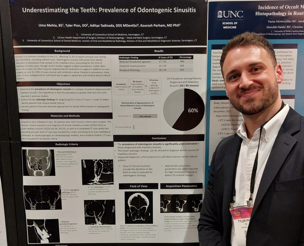Tyler Pion, DO, a PGY3 otolaryngology resident at UConn.