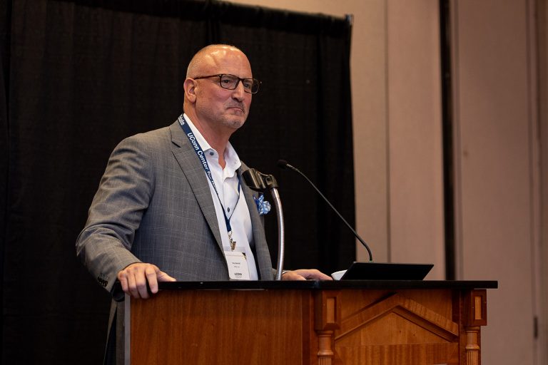 Tony Bertoldi '89, CEO of CREA, at the 2025 Real Estate Awards Banquet in Storrs. (Zack Wussow Media)