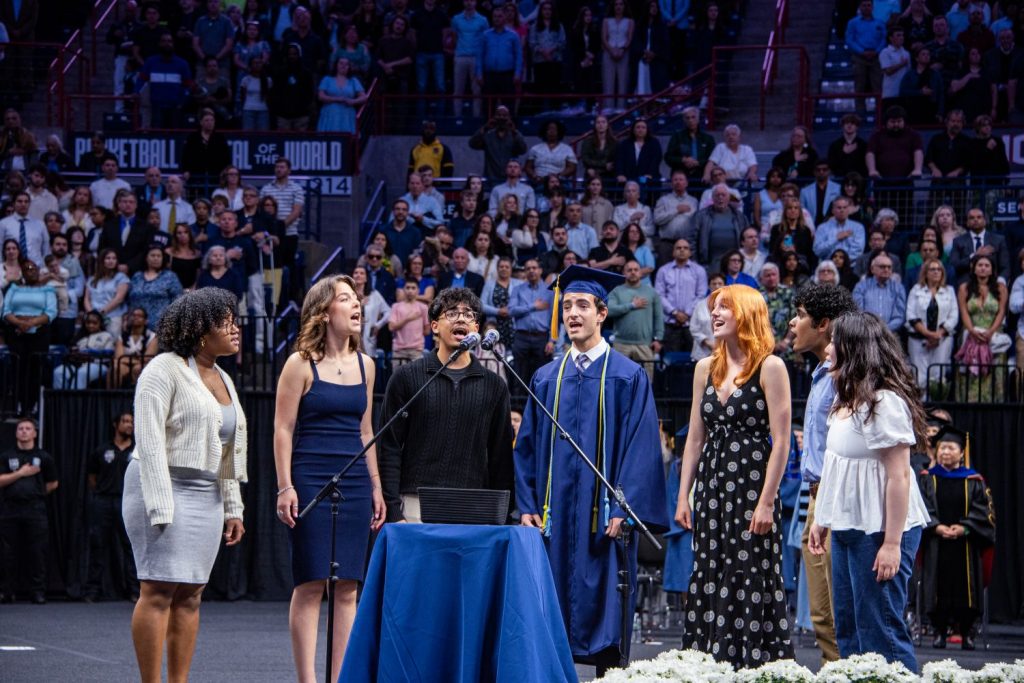 A capella group performing