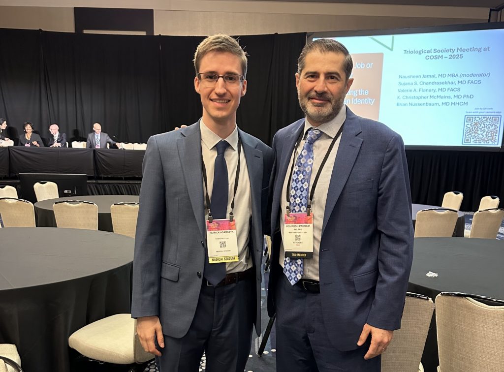 UConn medical student Patrick Adamczyk with Dr. Parham.