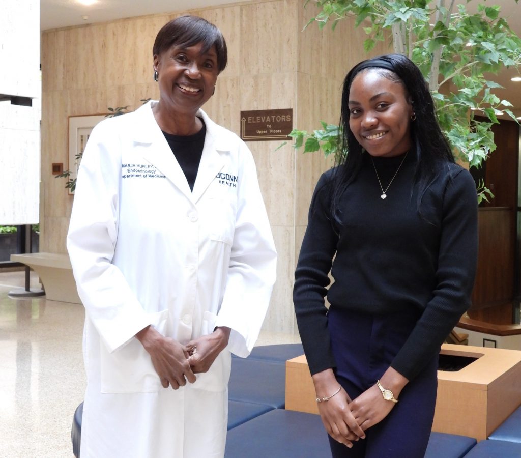 Dr. Marja Hurley with 2025 Senior Doctors Academy graduate and UConn Hartford bound Jeneika Lugg. She received many college scholarships including a large Hartford Promise Scholarship.
