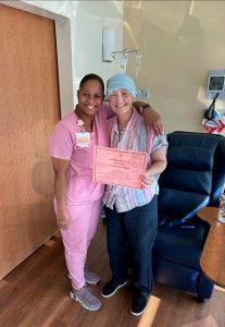 Kim Thacker and her nurse Shaily