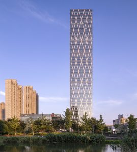 Cover photo of Mark Sarkisian's book, showing Ningbo Guohua Financial Center
