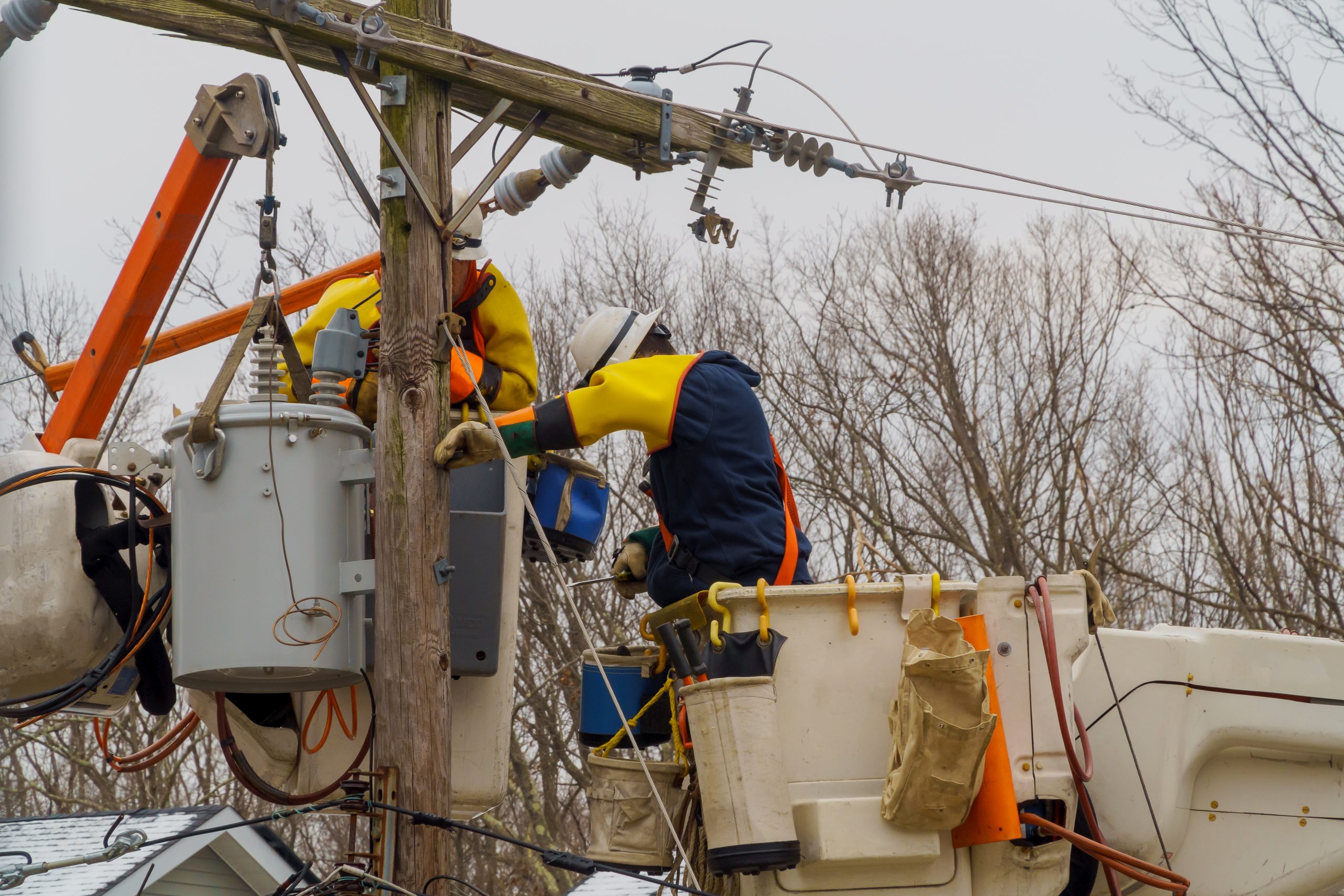 Utility crews working on restoring power and fixing damaged lines