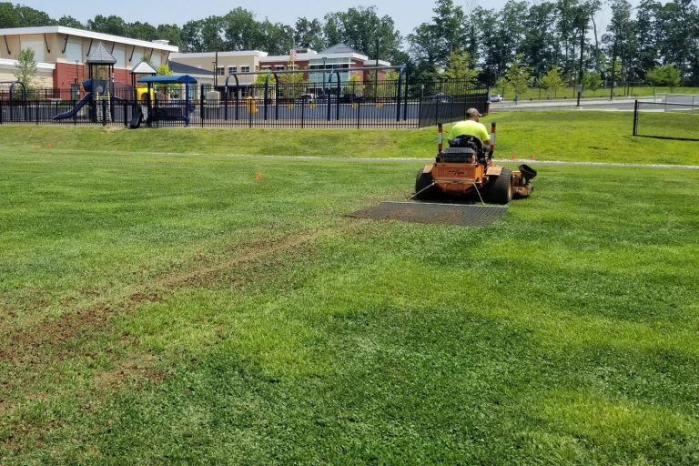school field being treated