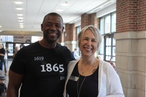 Photo of Fiona de Merell and John Mills, taken at the OLLI Juneteenth event.