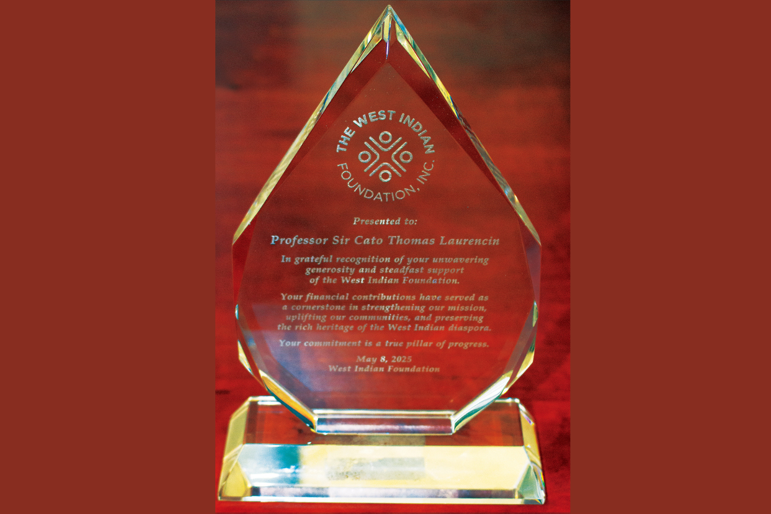 West Indian Foundation award goes to Dr. Cato T. Laurencin.