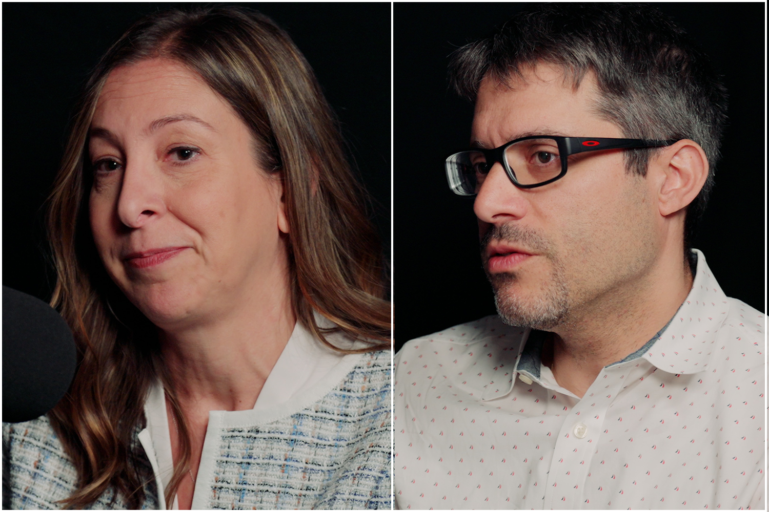 Drs. Melissa Held and David Banach speaking in podcast studio