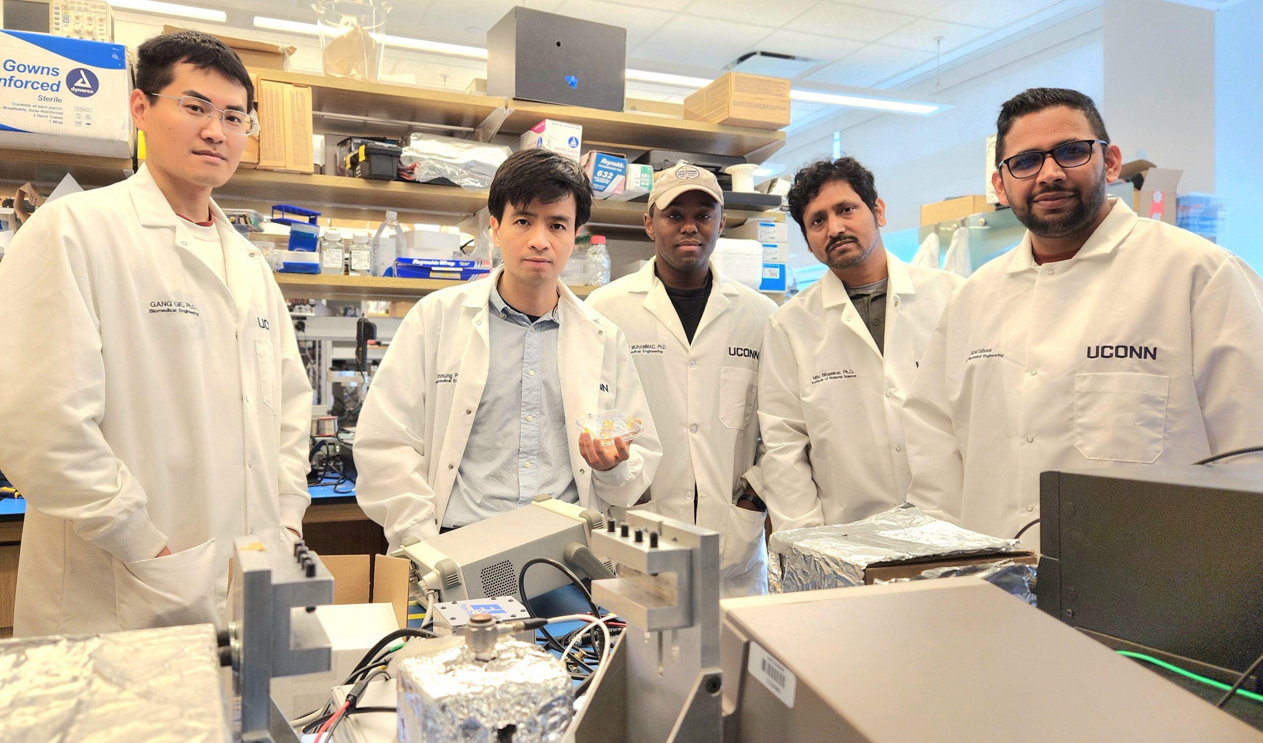 Thanh Nguyen, associate professor of mechanical engineering and biomedical engineering, and his team of graduate students and postdoctoral fellows