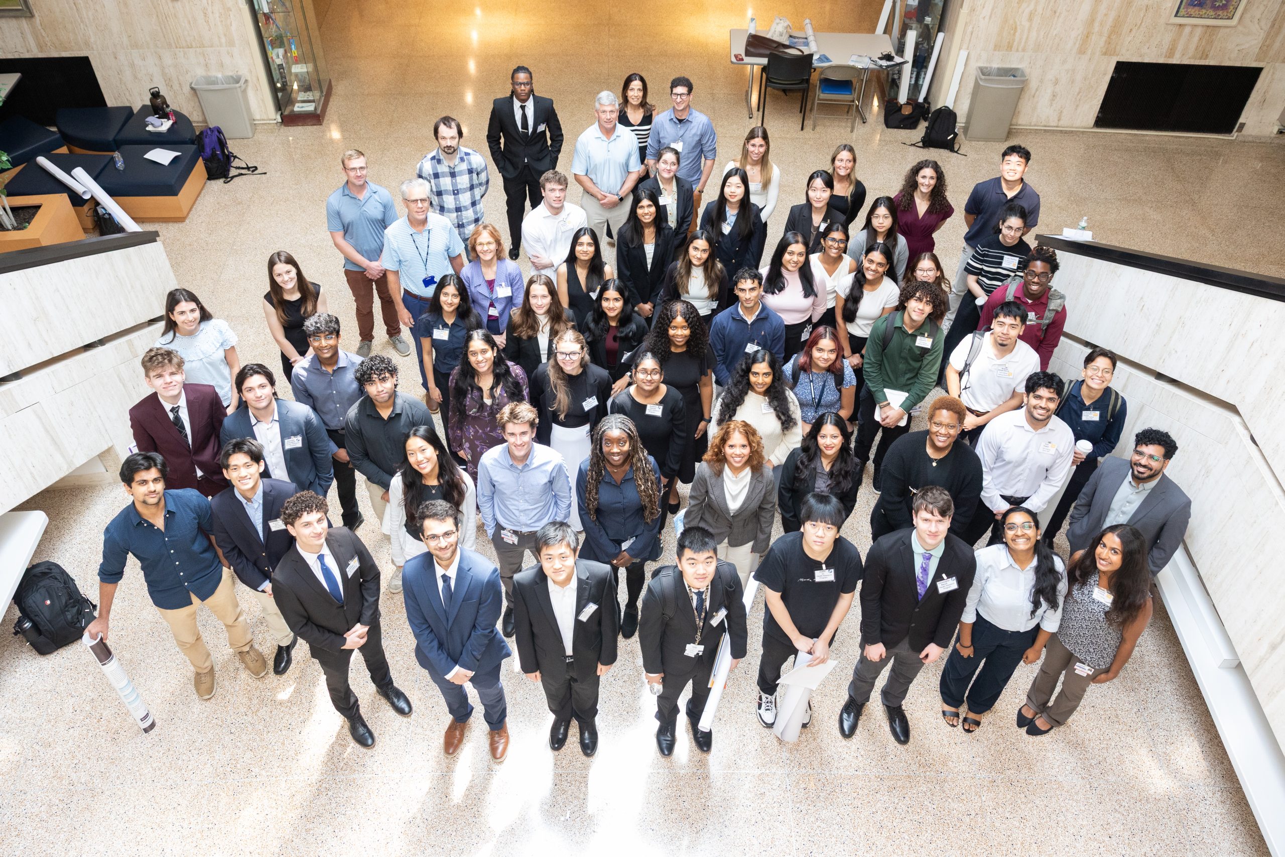 A large group of students pose for a photo