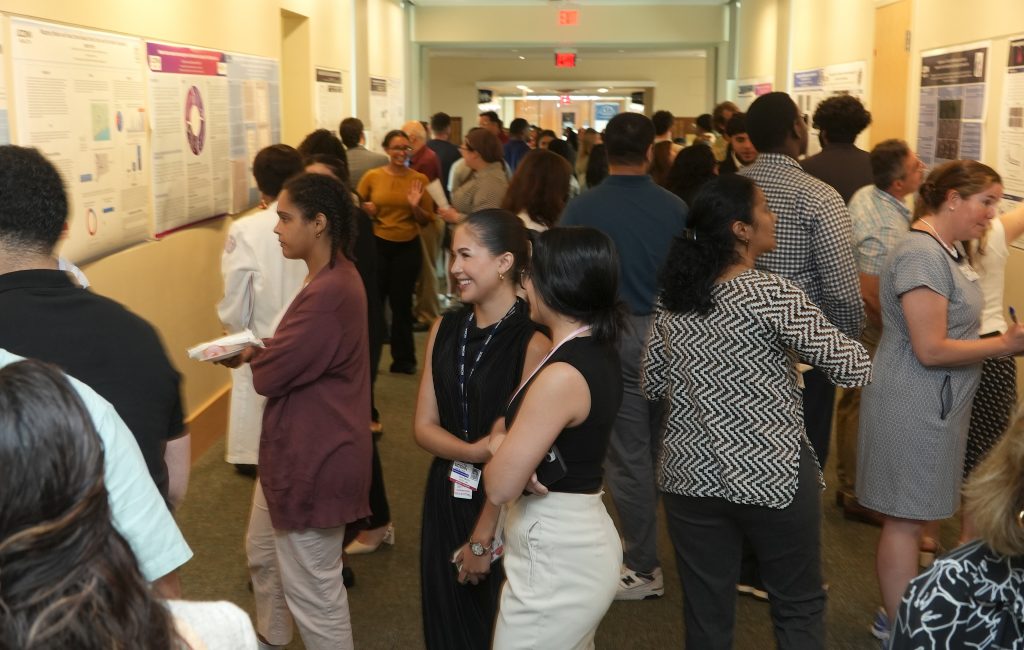 Attendees crowd
