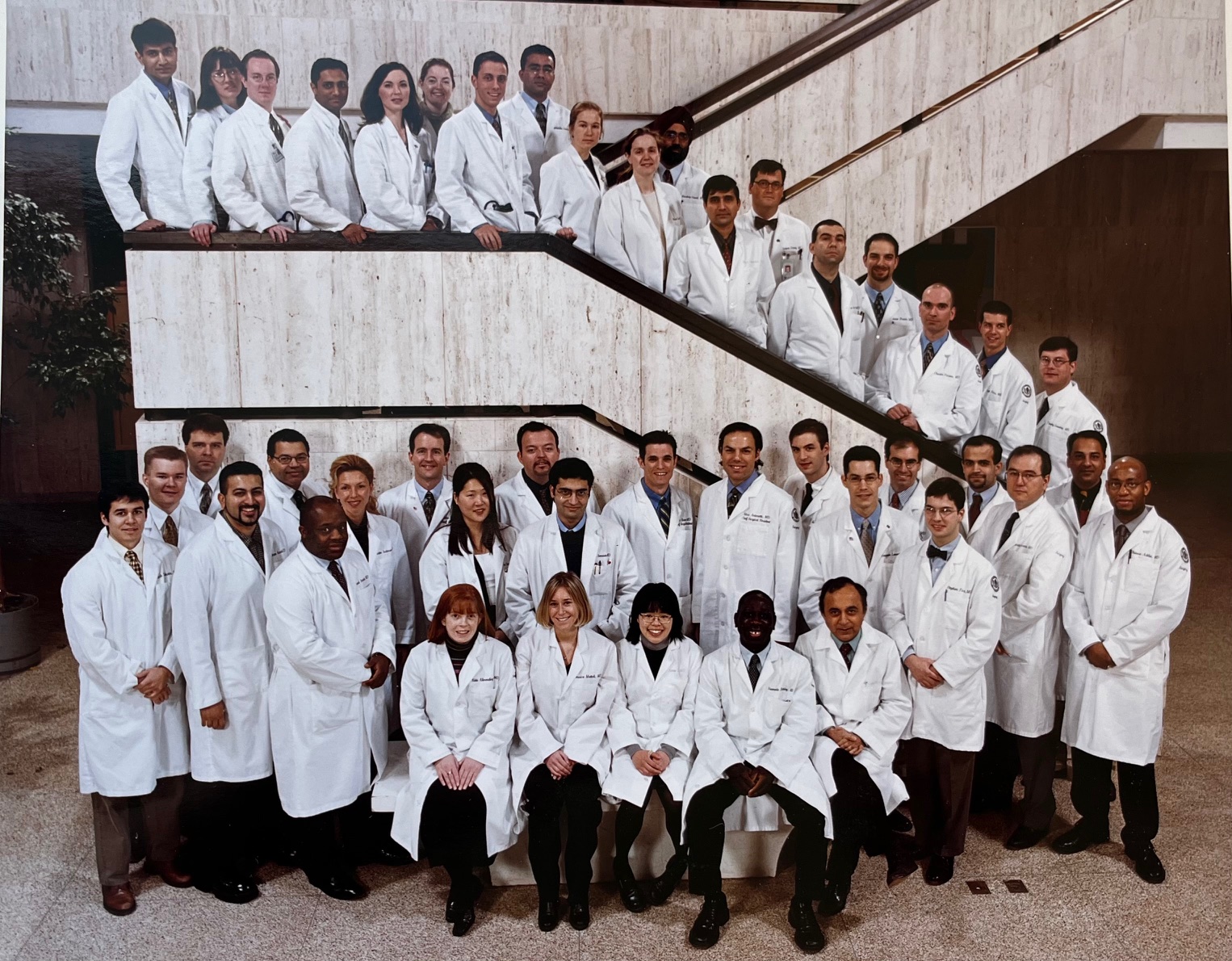 group photo with white coats