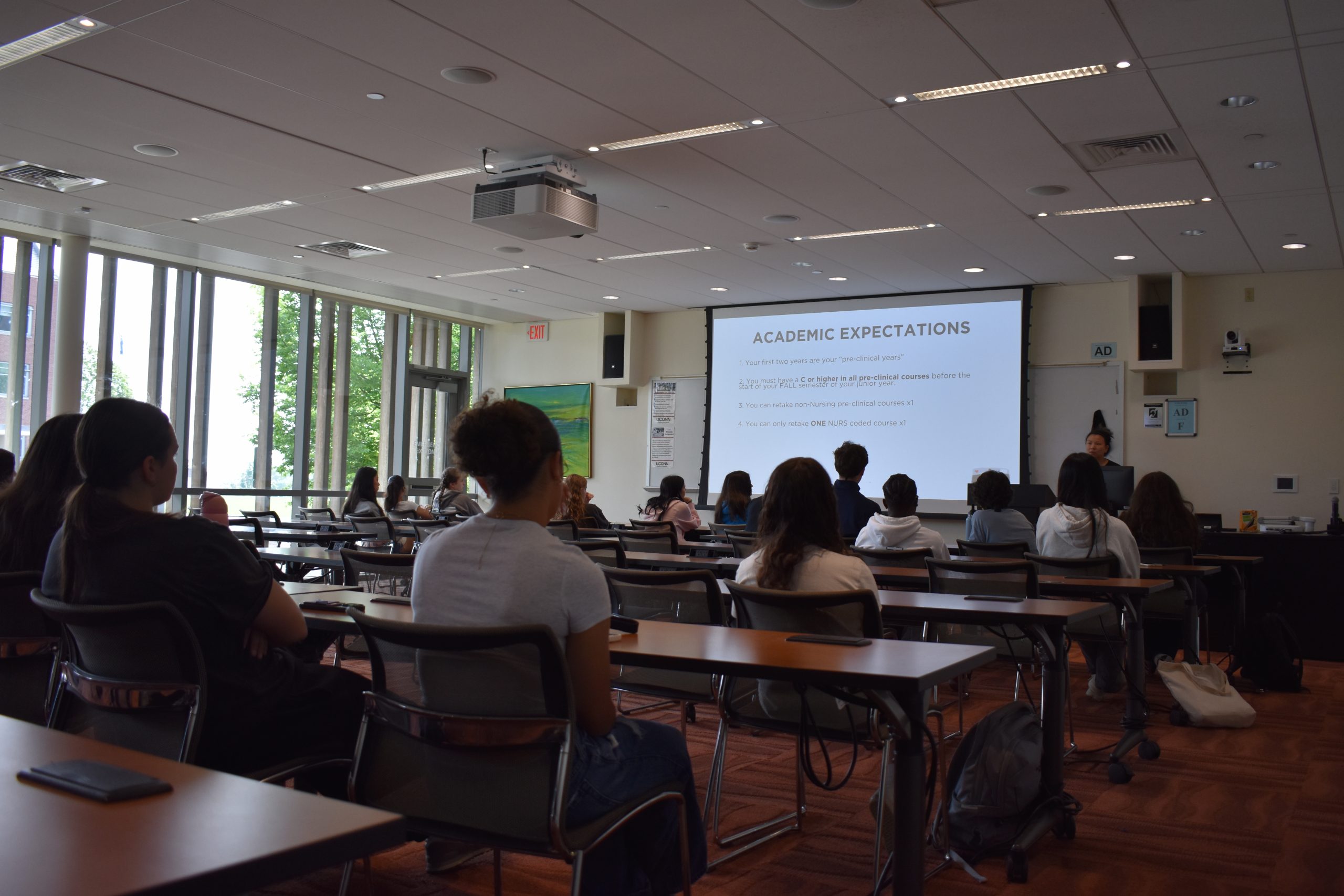 UConn School of Nursing students gather for their second day of orientation on June 13, 2025. (Coral Aponte/UConn Photo)
