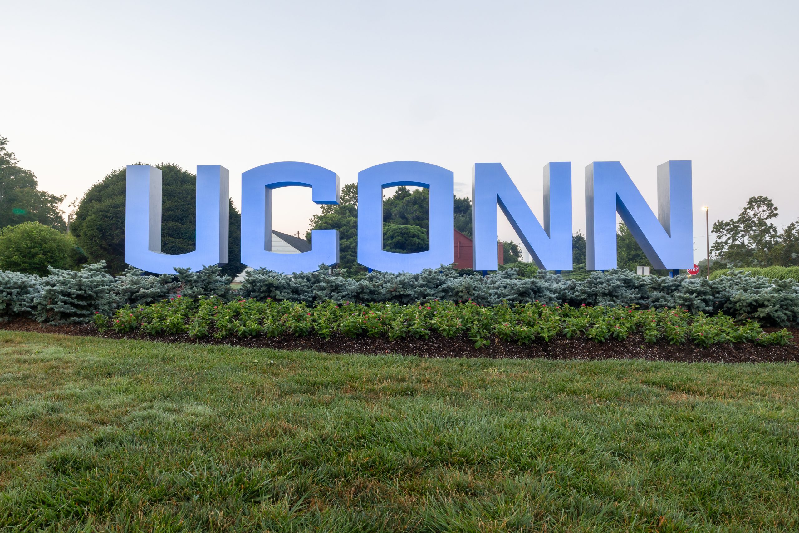 UConn gateway sign turned blue