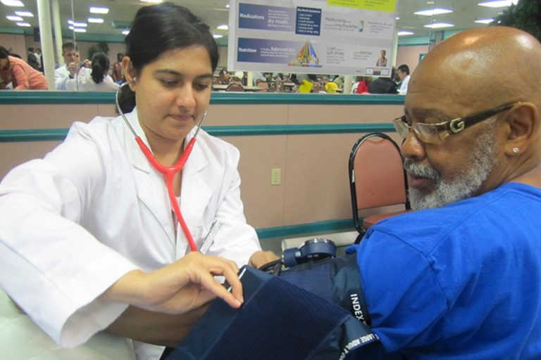 CT AHEC health profession students often perform free community health screenings (Photo by CT AHEC based at UConn Health).