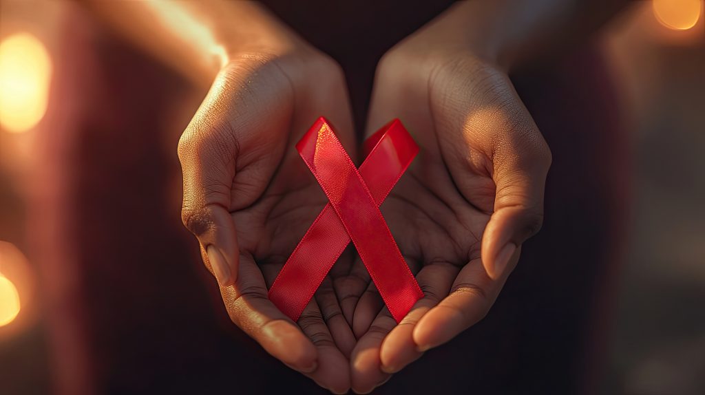 HIV awareness red ribbon.