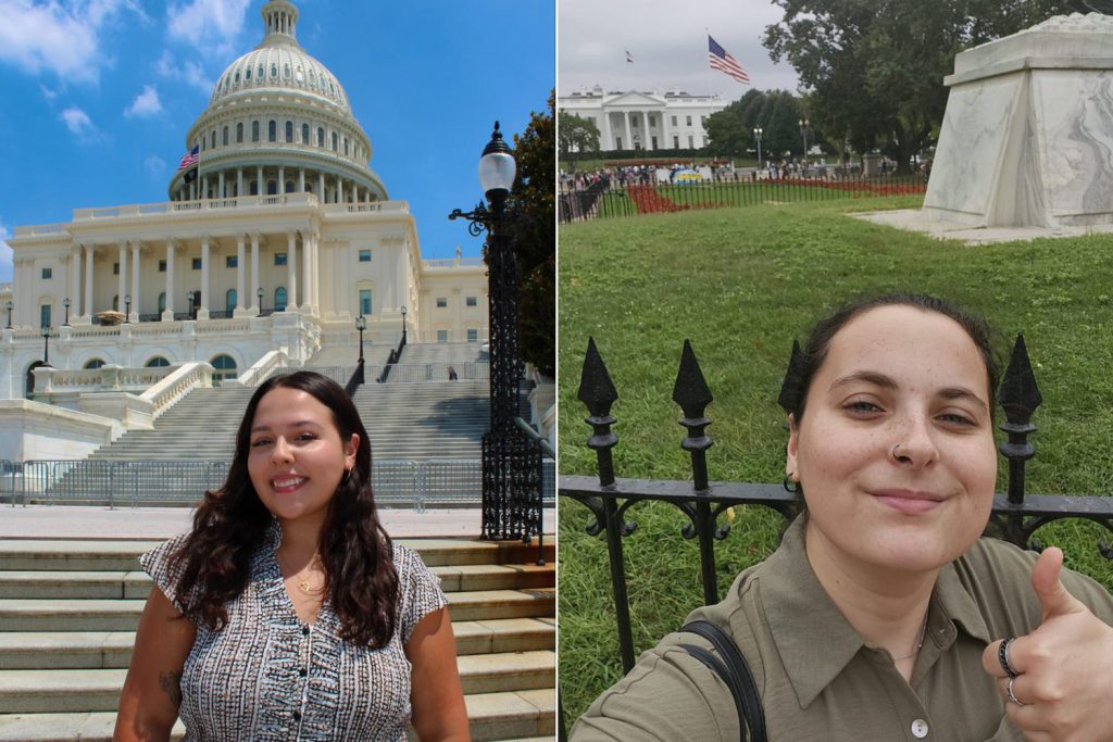 Samantha Valle ’24 (CLAS), '26 MPP and Rebecca Dorsey ’25 (CLAS), ’26 MPA