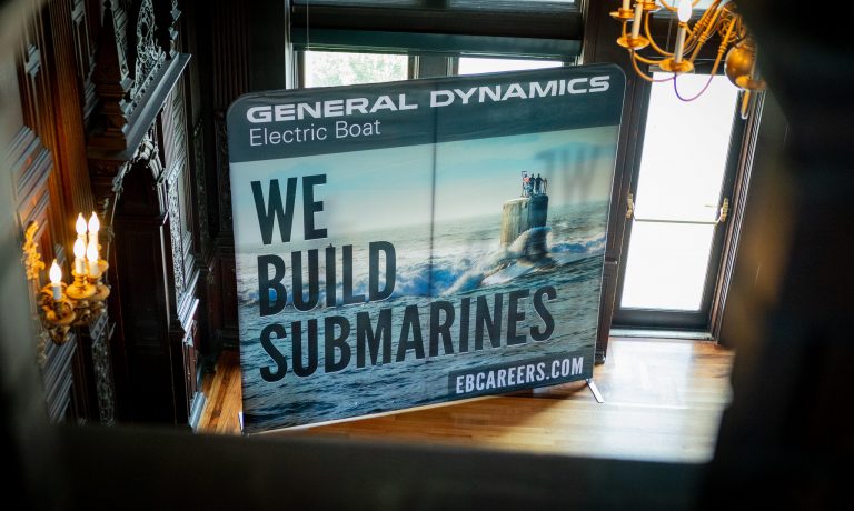 A banner for General Dynamics Electric Boat reads 