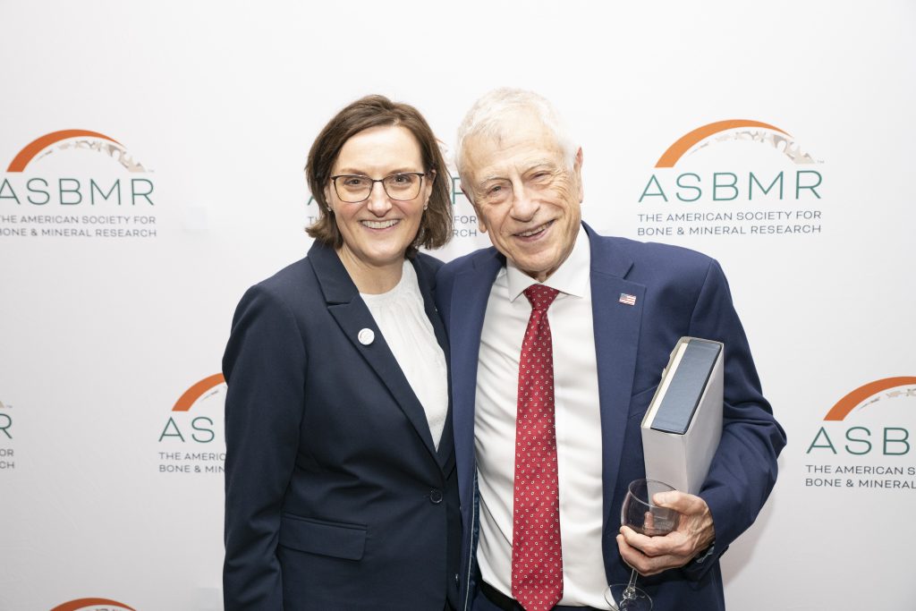 2025 ASBMR Most Outstanding Basic Abstract Award winner Dr. Ernesto Canalis of UConn School of Medicine with Jennifer Westendorf, Ph.D., president of ASBMR. (Photo courtesy of ASBMR)
