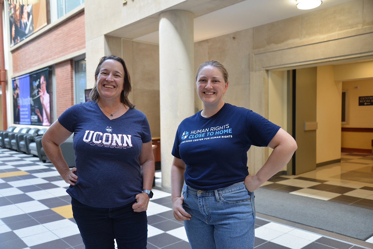 Michele Back and Amber Dickey in the Gentry Atrium.