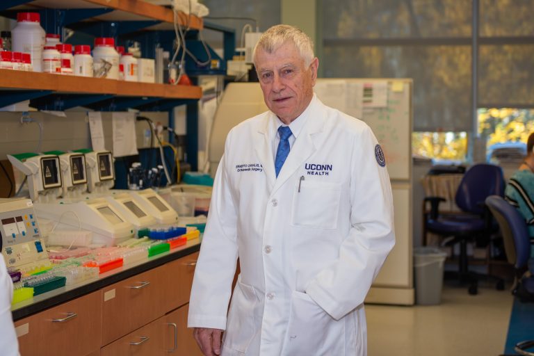 UConn medical school's Dr. Ernesto Canalis, professor of orthopaedic surgery and medicine, director of the Center for Skeletal Research, and co-director of the UConn Musculoskeletal Institute at UConn Health. (Tina Encarnacion/UConn Health photo)