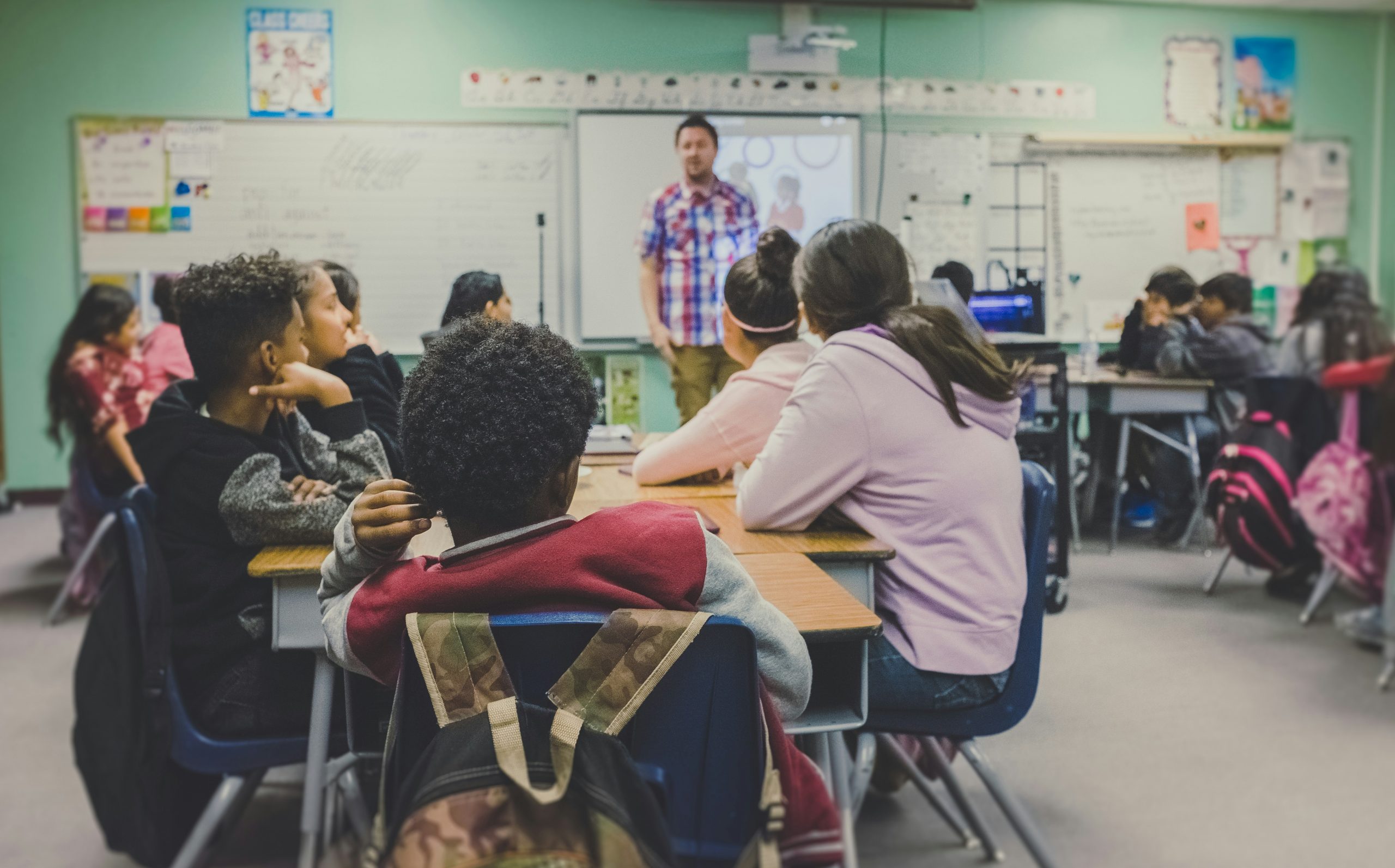 Elementary school students in a classroom