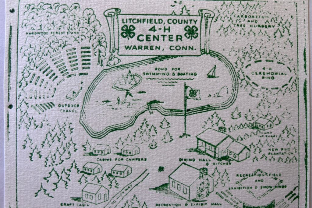 Illustrated map of the Litchfield County 4-H Center and camp in Warren, Connecticut